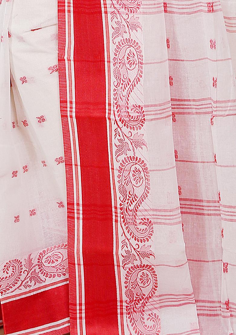 White Weaving Cotton Saree