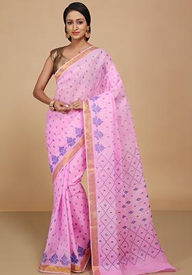 Pink Printed Cotton Saree