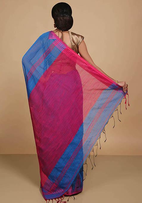 Turquoise Embroidered Art Silk Saree Set