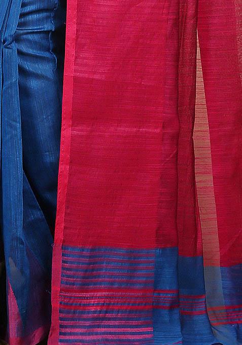 Turquoise Embroidered Art Silk Saree Set