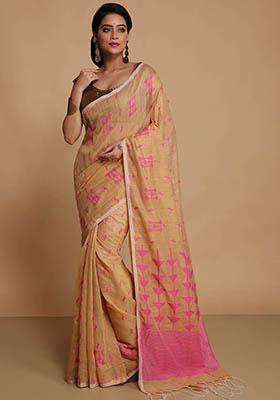 Yellow Embroidered Art Silk Saree Set
