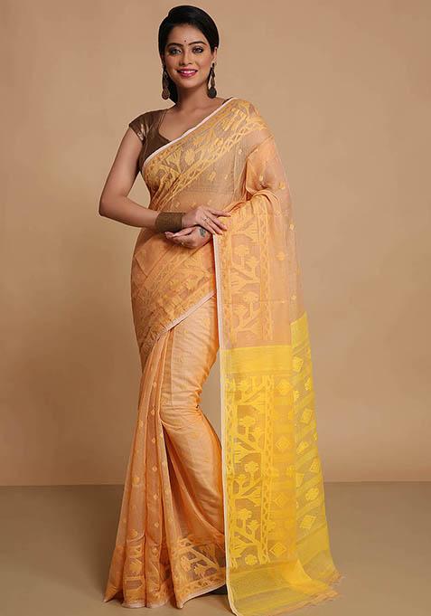 Beige Embroidered Art Silk Saree