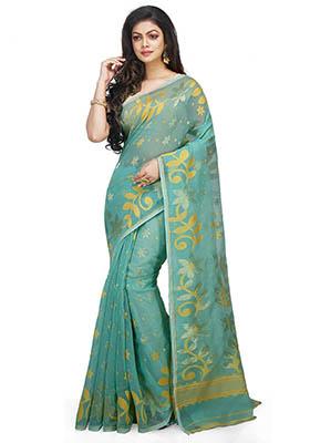 Sky Blue Jamdani Art Silk Saree