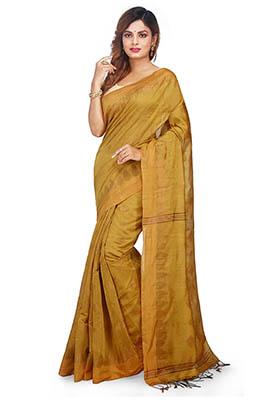 Yellow Embroidered Art Silk Saree Set