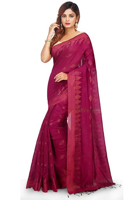 Pink Embroidered Art Silk Saree Set