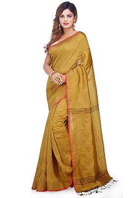 Yellow Embroidered Art Silk Saree Set