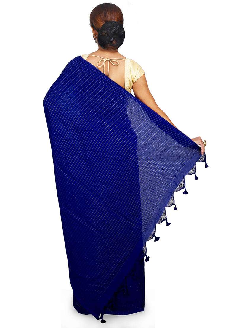 Blue Embroidered Art Silk Blend Saree Set for Diwali and Festive Wear - Indya