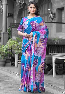 Multi Embroidered Georgette Saree Set