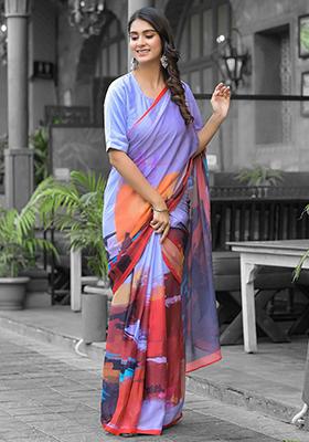 Multi Embroidered Georgette Saree Set