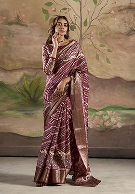 Maroon Weaving Work Dola Silk Saree Set