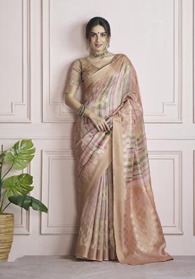 Multicolor Digital Print Silk Saree Set
