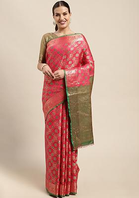 Red Woven Organza Saree