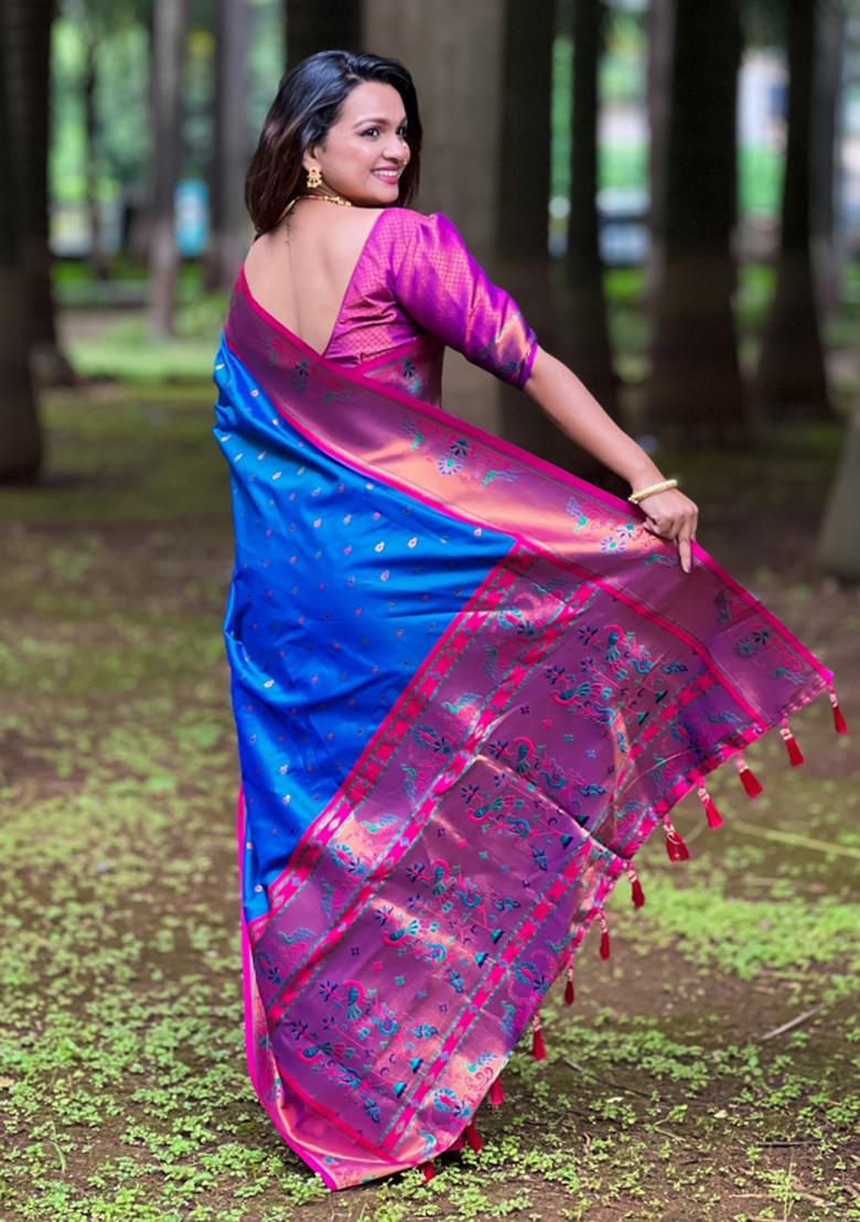 Sky Blue Weaving Silk Saree Set