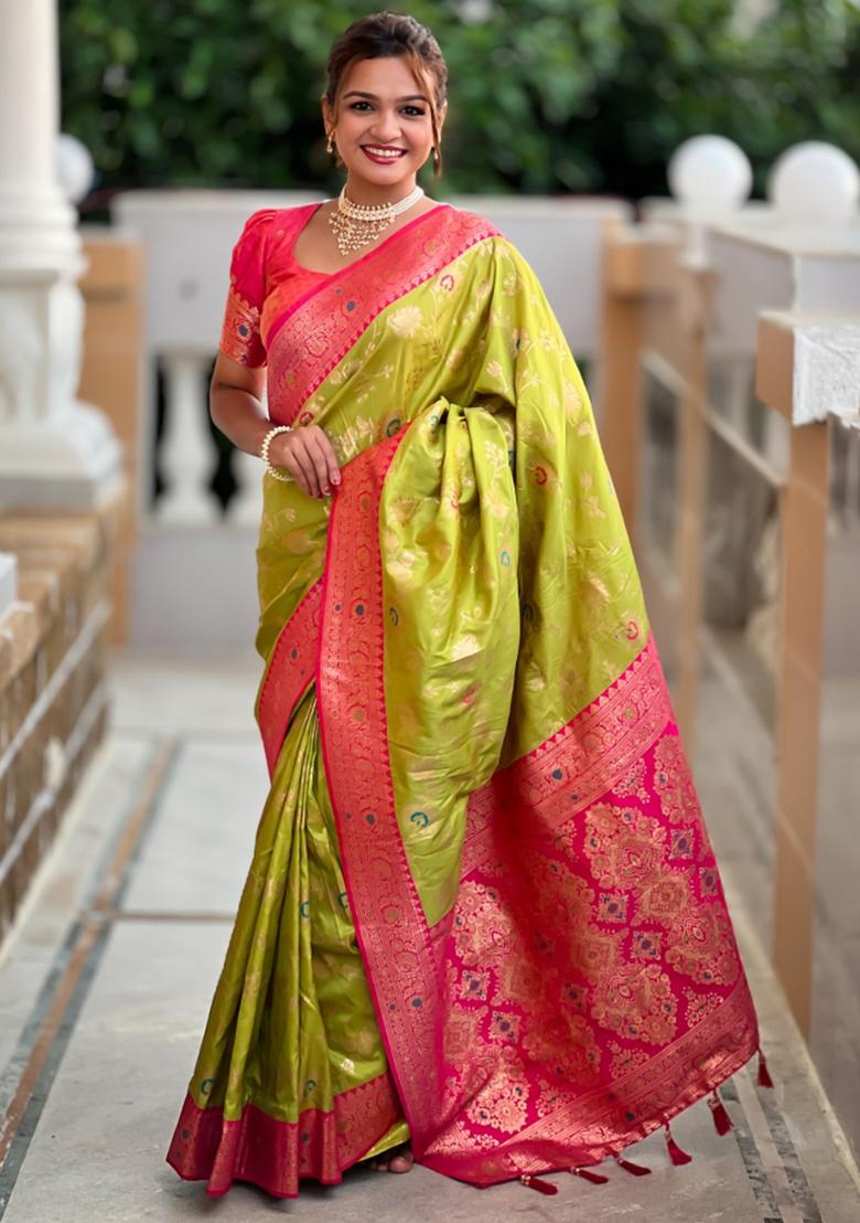 Yellow Weaving Silk Saree Set