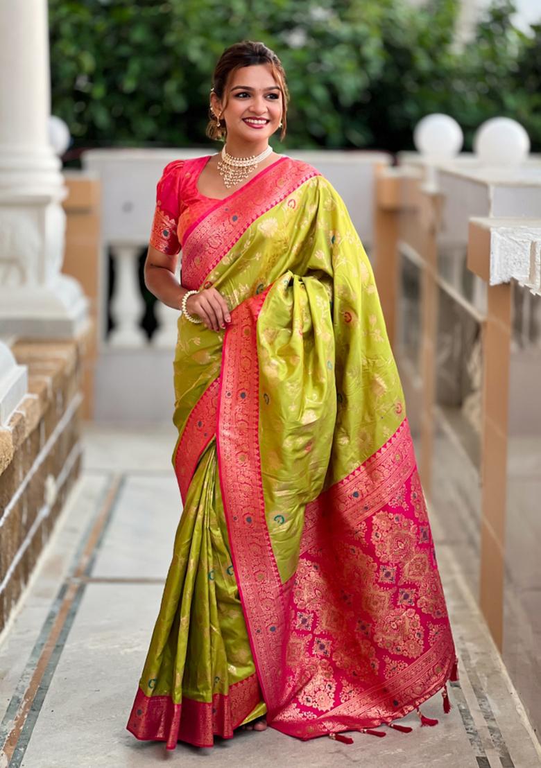Yellow Weaving Silk Saree Set