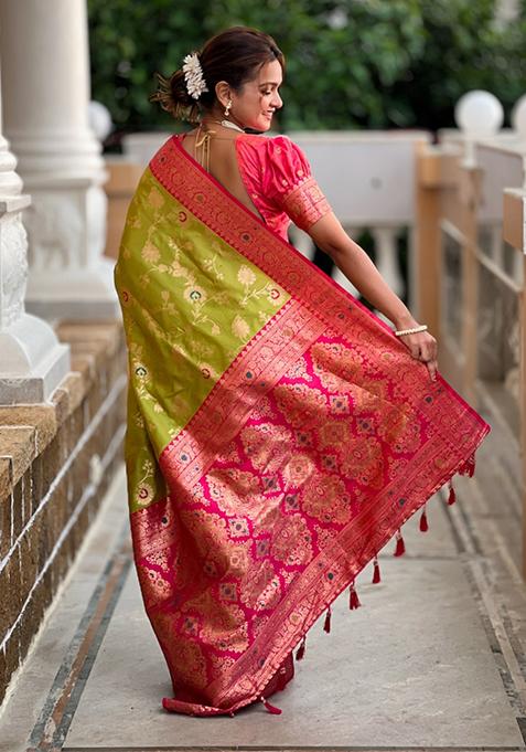 Yellow Weaving Silk Saree Set