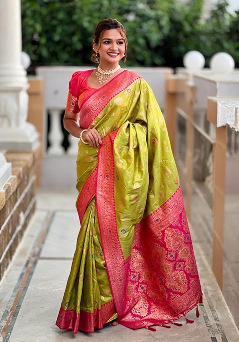 Yellow Weaving Silk Saree Set