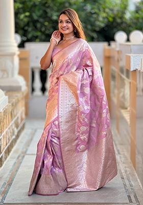 Lavender Weaving Silk Saree Set