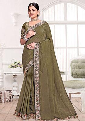 Light Pink Embroidered Silk Saree Set