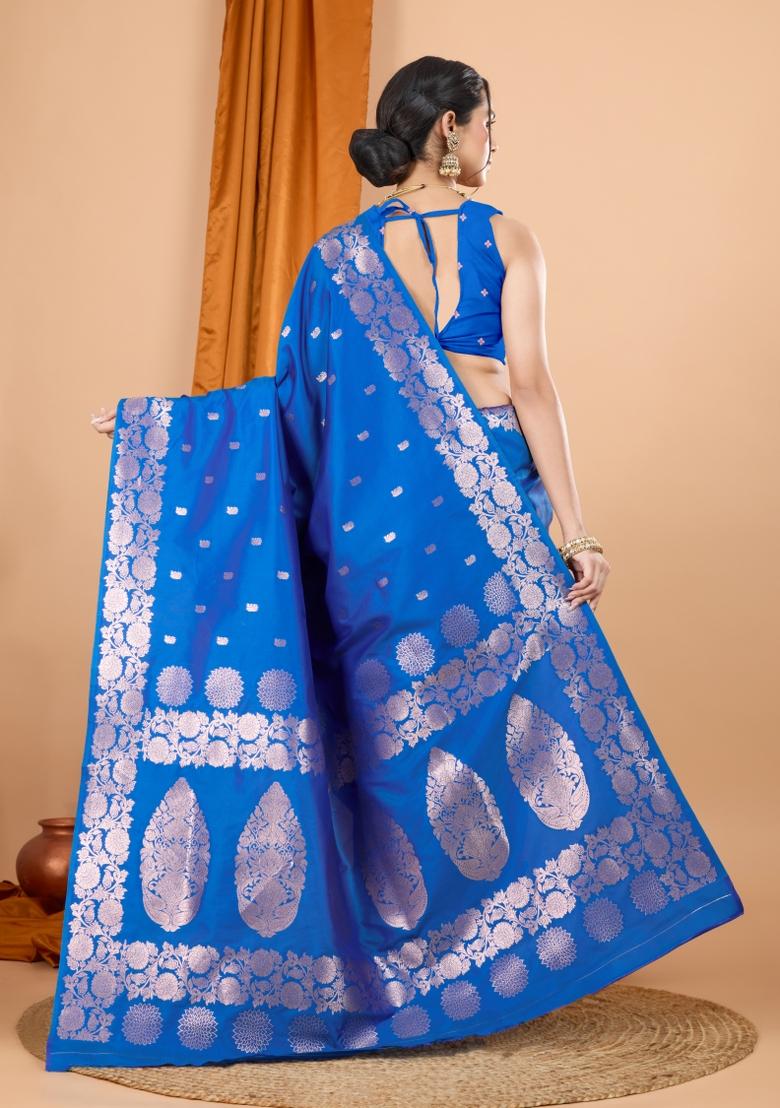 Rama Green Weaving Silk Saree Set