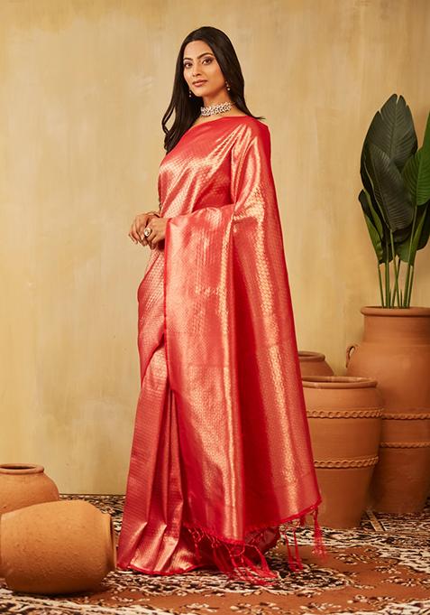 Bottle Green Woven Silk Saree Set