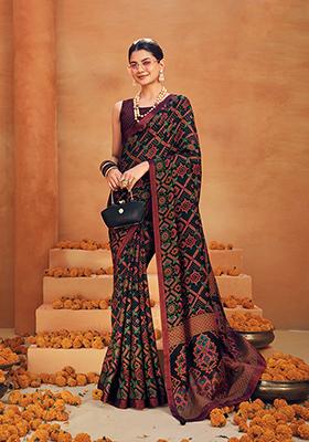 Black Embroidered Georgette Saree Set