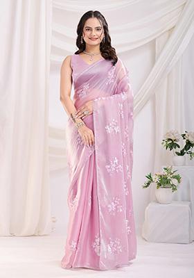 Pink Embroidered Jimmy Choo Saree Set