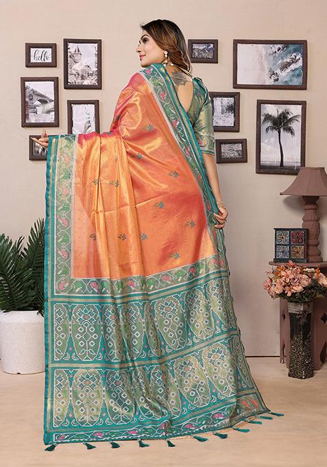 Red Embroidered Silk Saree Set