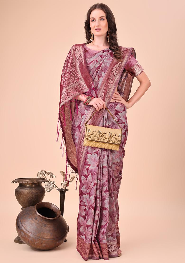 Olive Green Embroidered Silk Saree Set