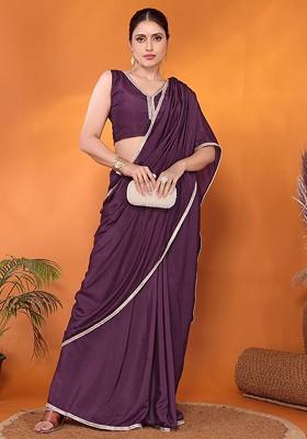 Magenta Embellished Georgette Saree Set
