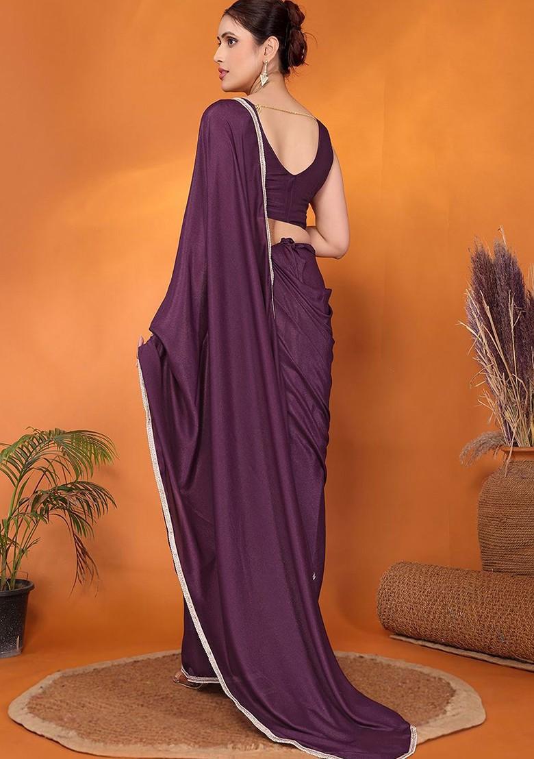 Magenta Embellished Georgette Saree Set