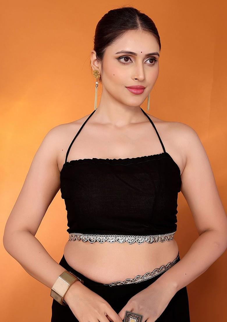 Black Embellished Georgette Saree Set