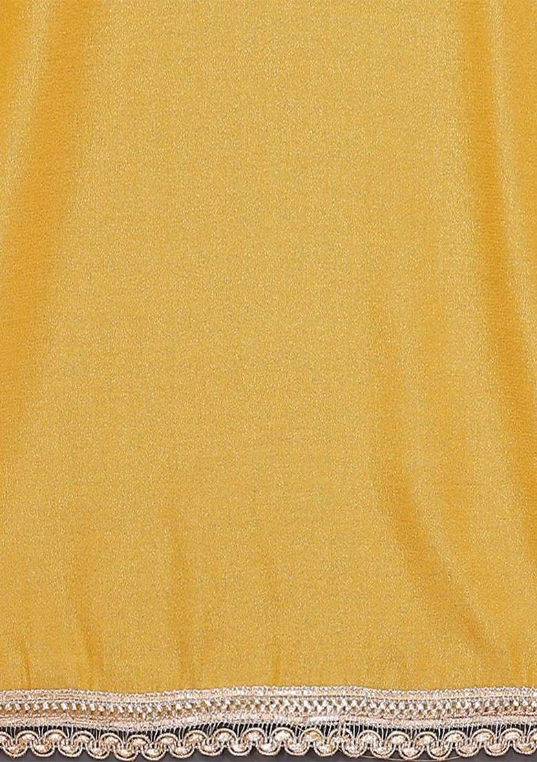 Yellow Embellished Georgette Saree Set - Indya