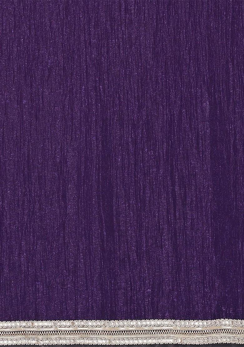 Purple Embellished Organza Saree Set