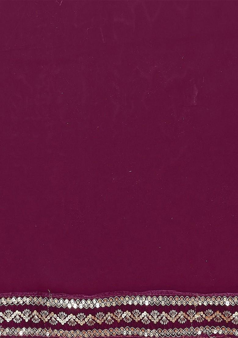 Purple Embellished Georgette Saree Set