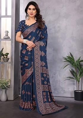 Teal Green Embellished Chiffon Saree Set