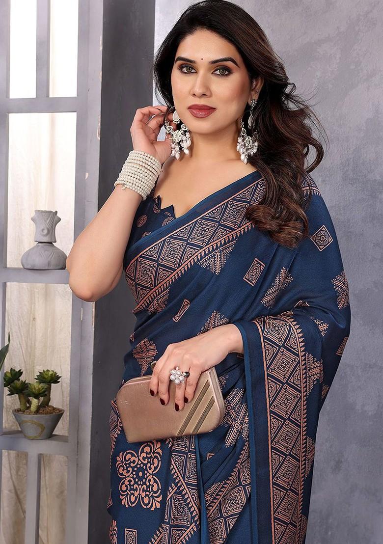 Teal Green Embellished Chiffon Saree Set