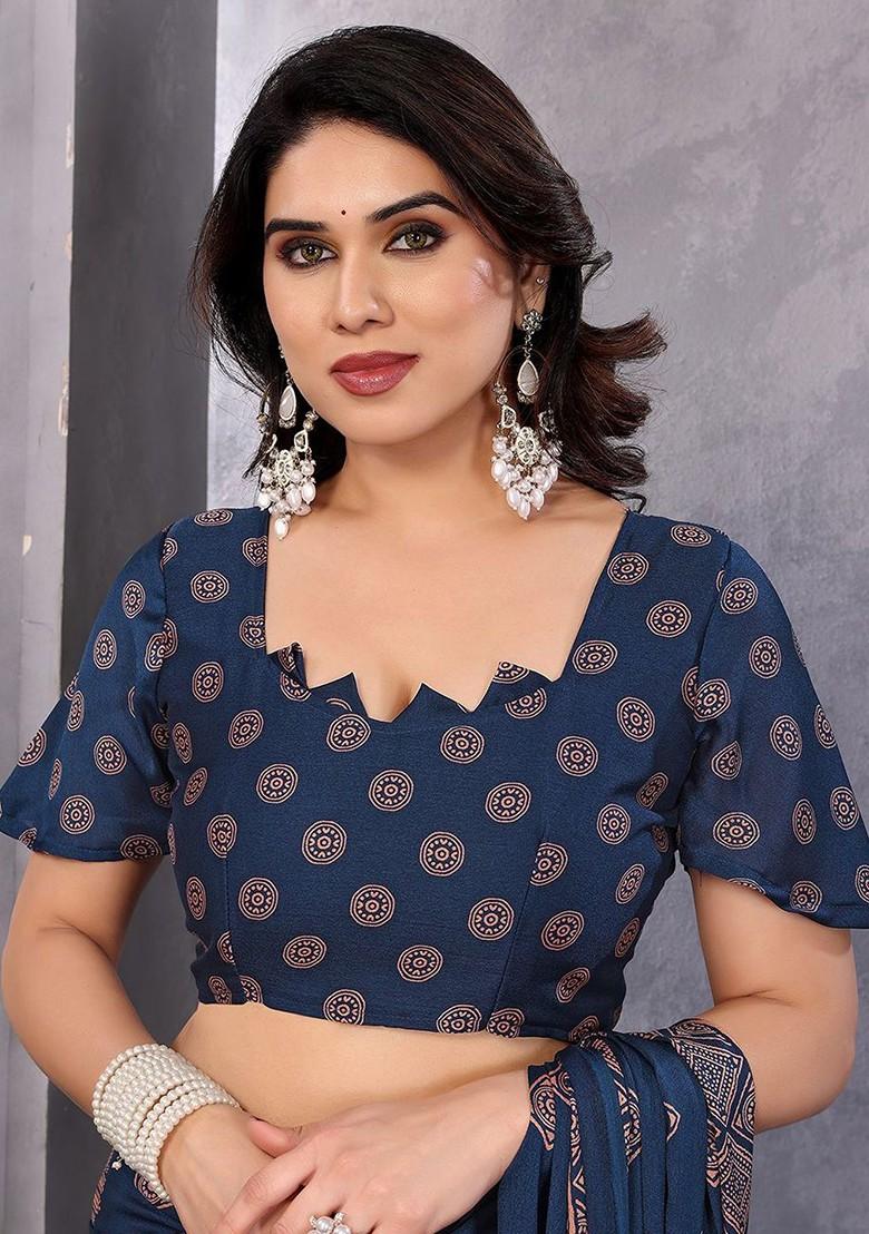 Teal Green Embellished Chiffon Saree Set