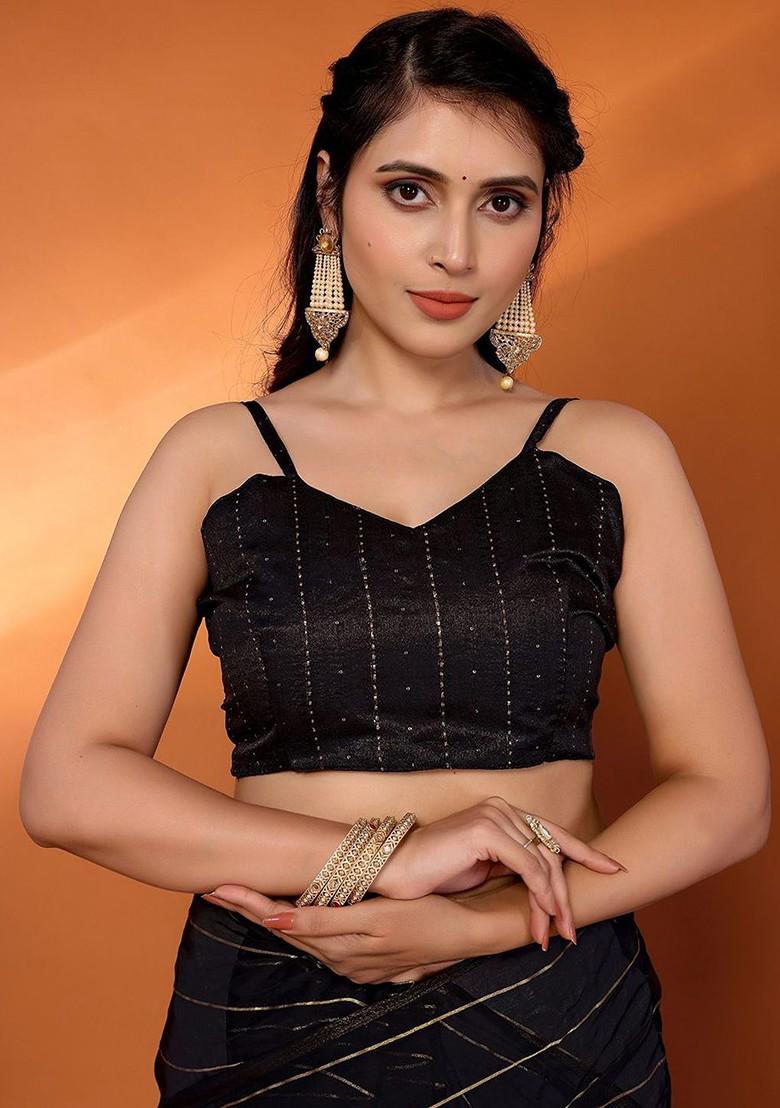 Black Zari Chiffon Saree Set