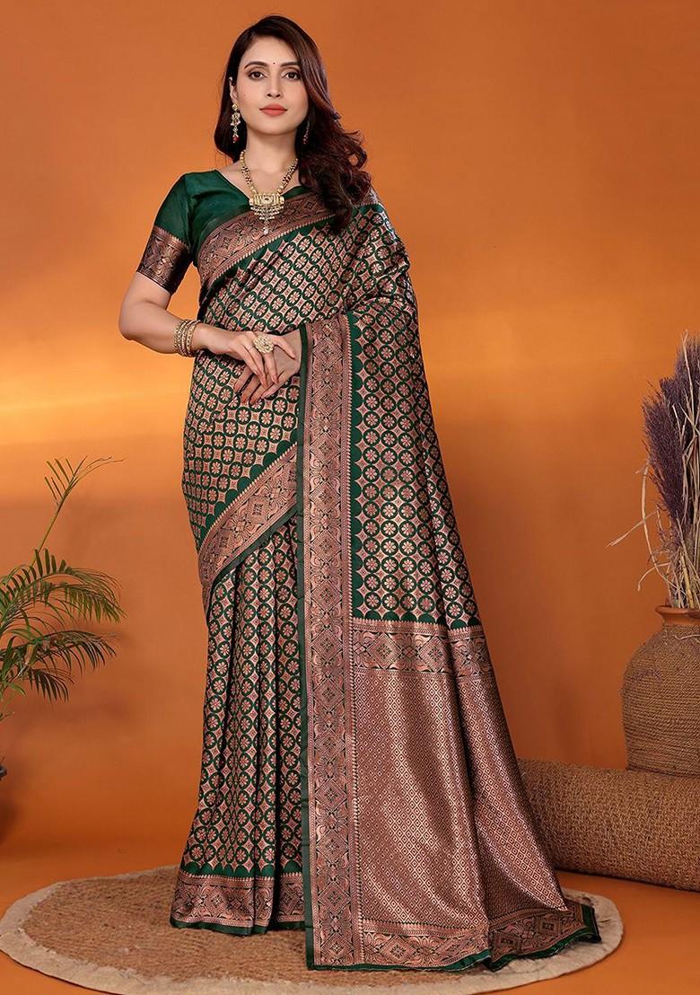 Green Zari Kanjeevaram Silk Saree Set
