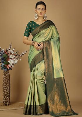 Green Zari Kanjeevaram Silk Saree Set