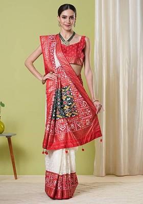 White Embroidered Georgette Saree Set