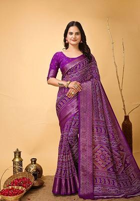 Purple Zari Kanjeevaram Silk Saree Set