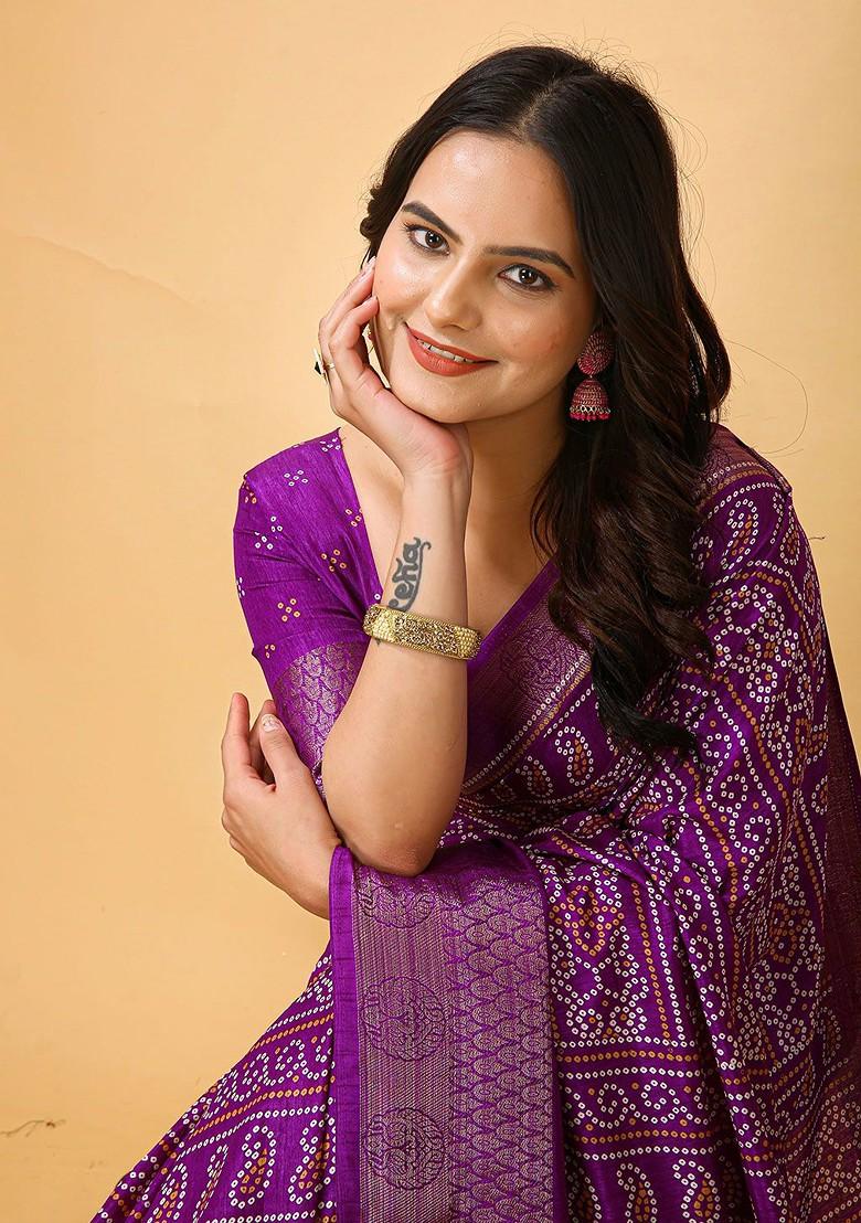 Purple Zari Kanjeevaram Silk Saree Set