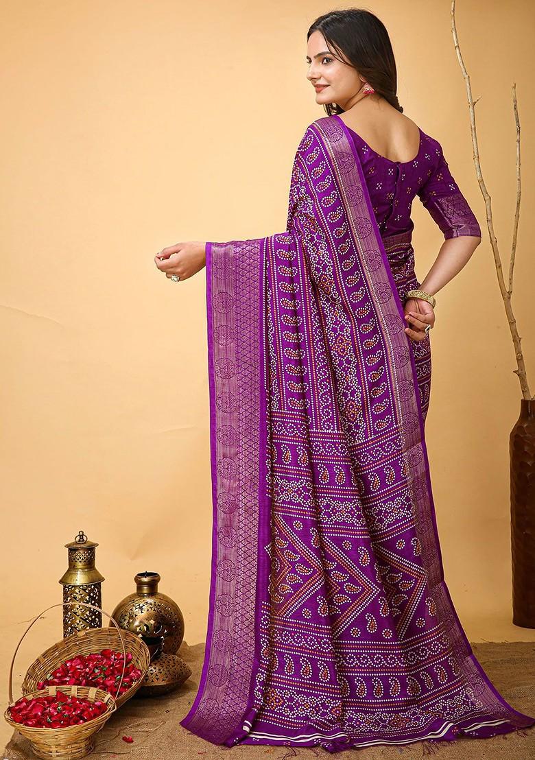 Purple Zari Kanjeevaram Silk Saree Set