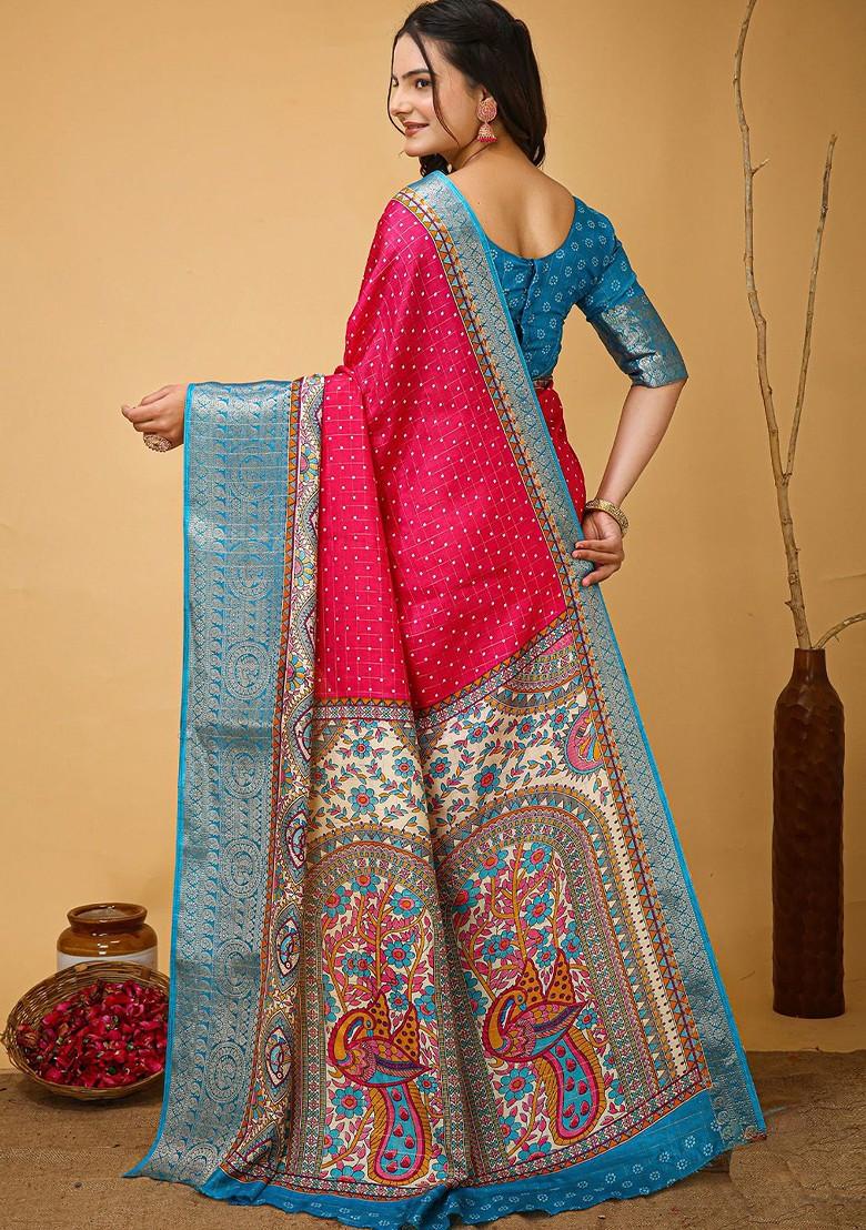 Pink Zari Kanjeevaram Silk Saree Set