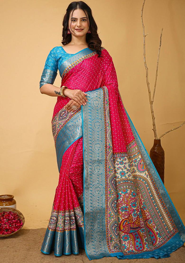 Pink Zari Kanjeevaram Silk Saree Set