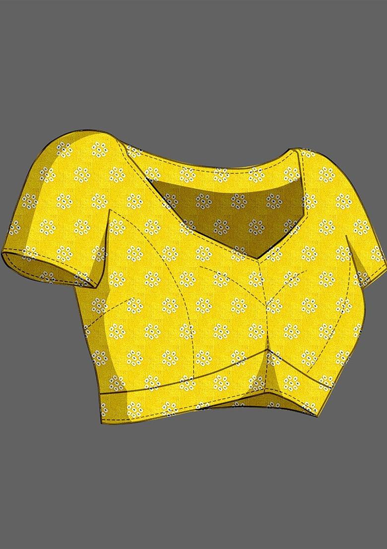 Yellow Zari Crepe Saree Set