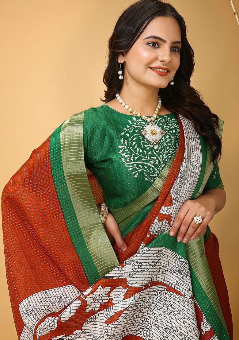 Red Zari Cotton Saree Set