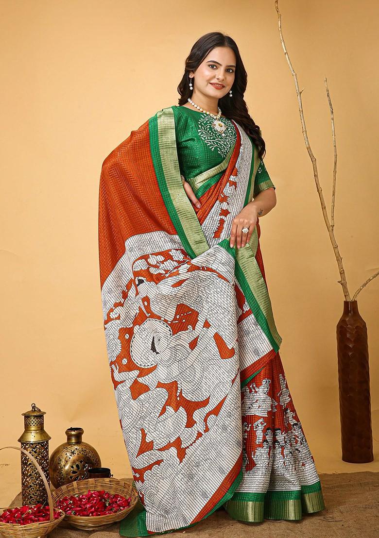 Red Zari Cotton Saree Set